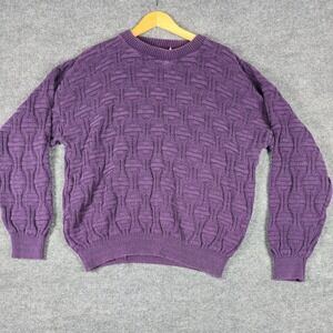 VTG‎ Ash Creek Trading Purple Textured Knit Sweater Pullover Mens Sz M